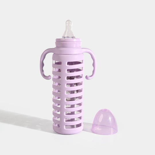 Glass Bottle 240ml With Handle Purple