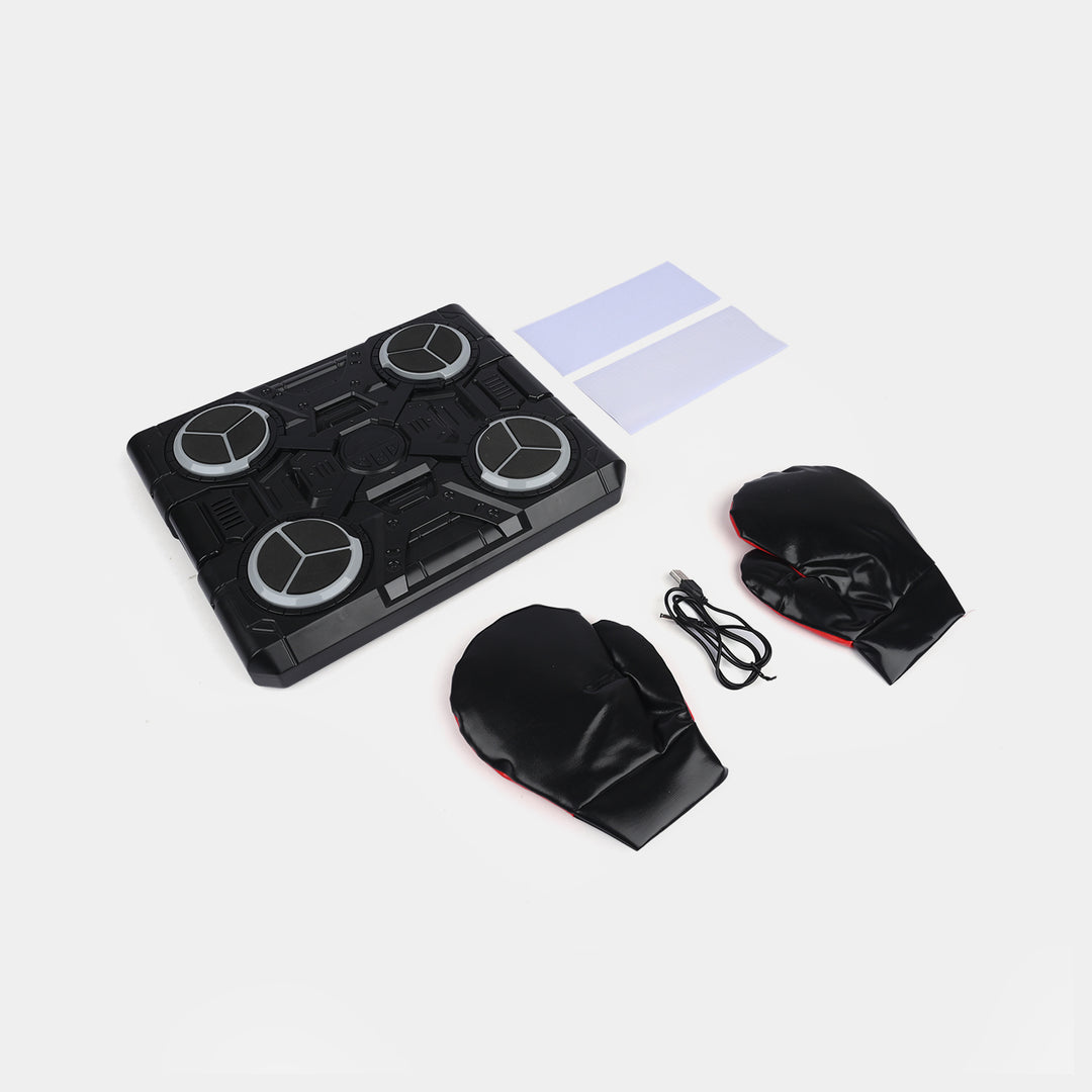 Electronic Musical Boxing Trainer with Gloves – Light, Music & Reaction Game