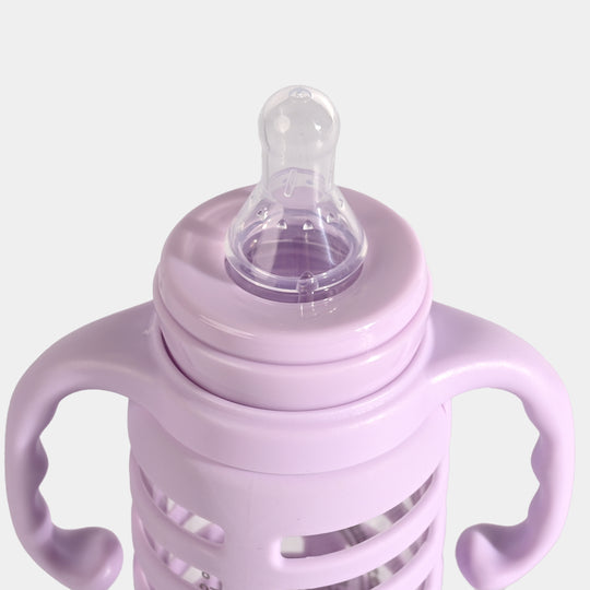 Glass Bottle 240ml With Handle Purple