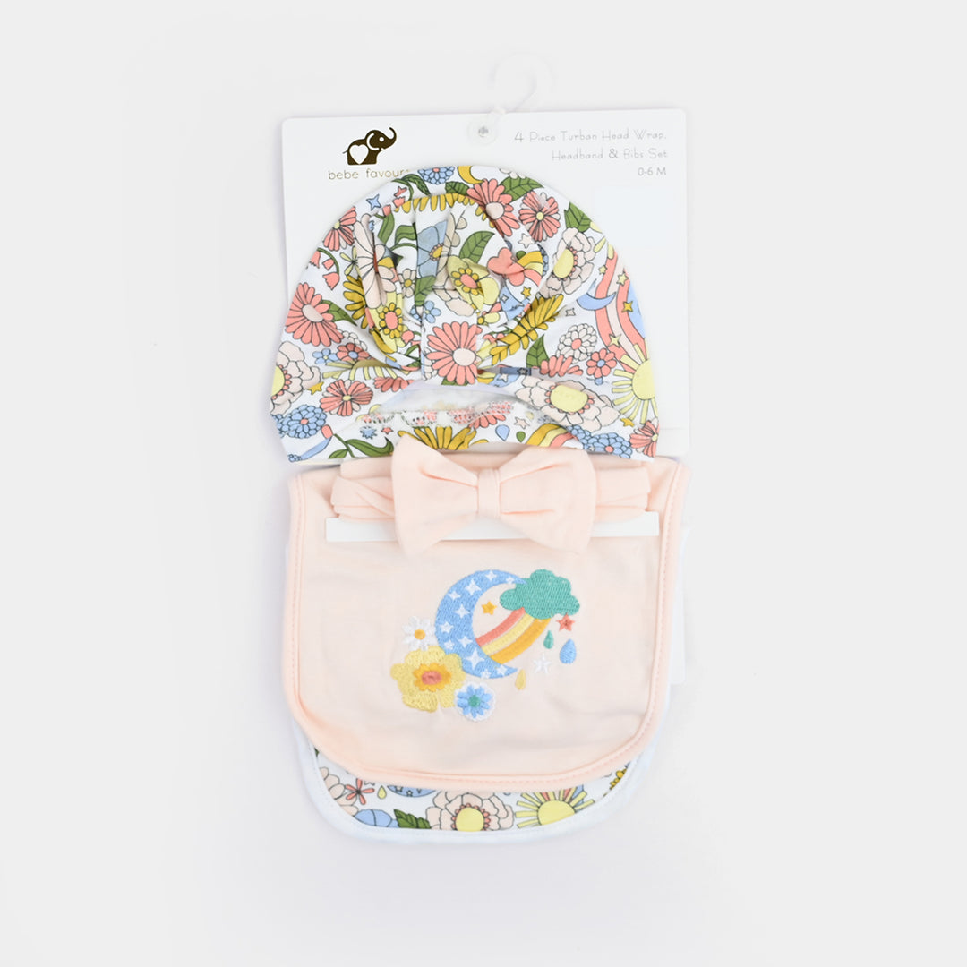 Baby Cap Headbands & Bibs Pack Of 4