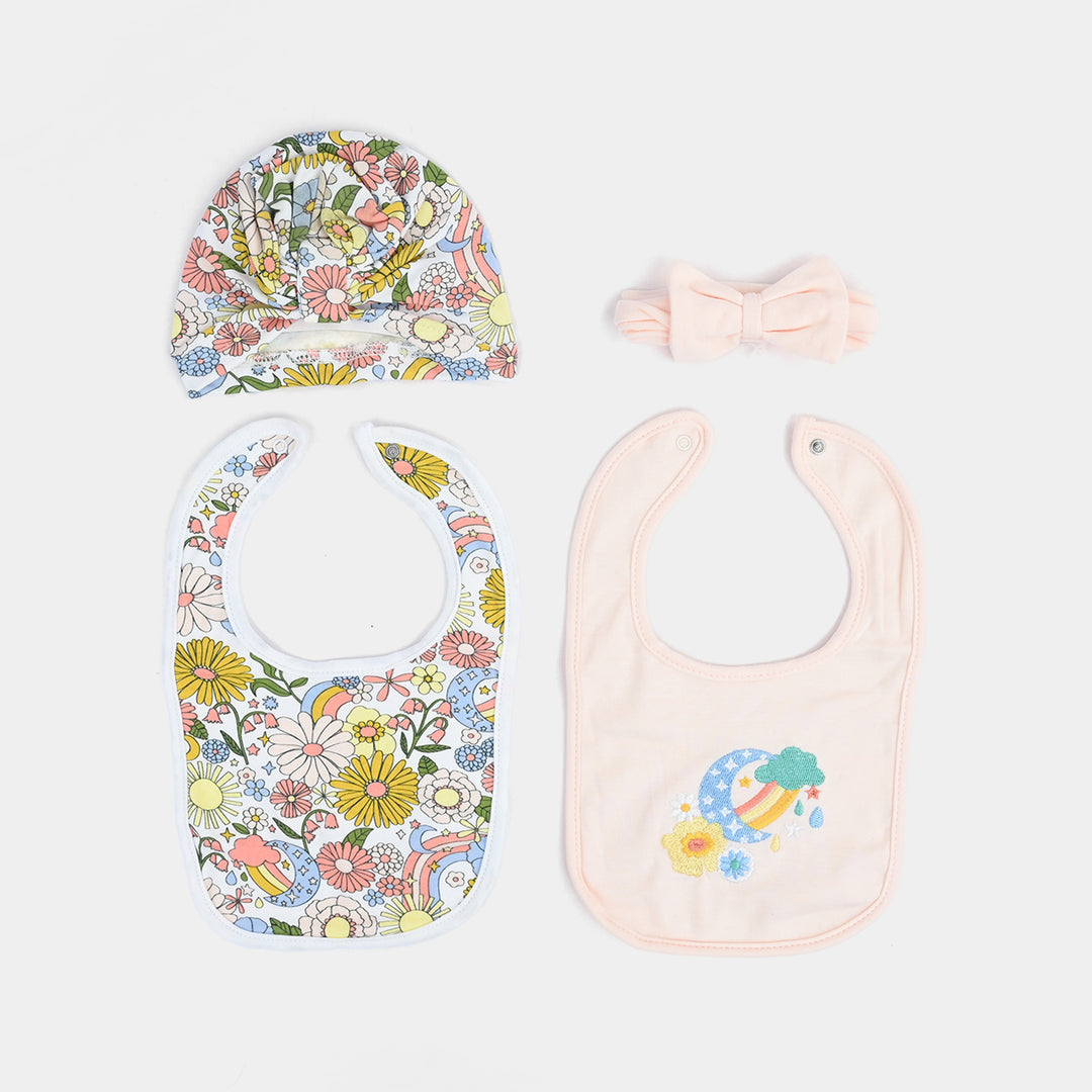 Baby Cap Headbands & Bibs Pack Of 4
