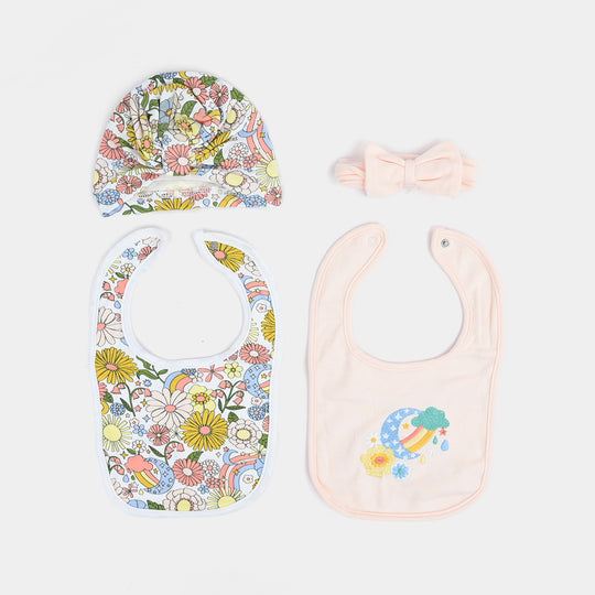 Baby Cap Headbands & Bibs Pack Of 4