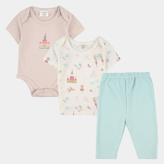 Infant Girls Jersey Terry 3Pc Suit - Grey