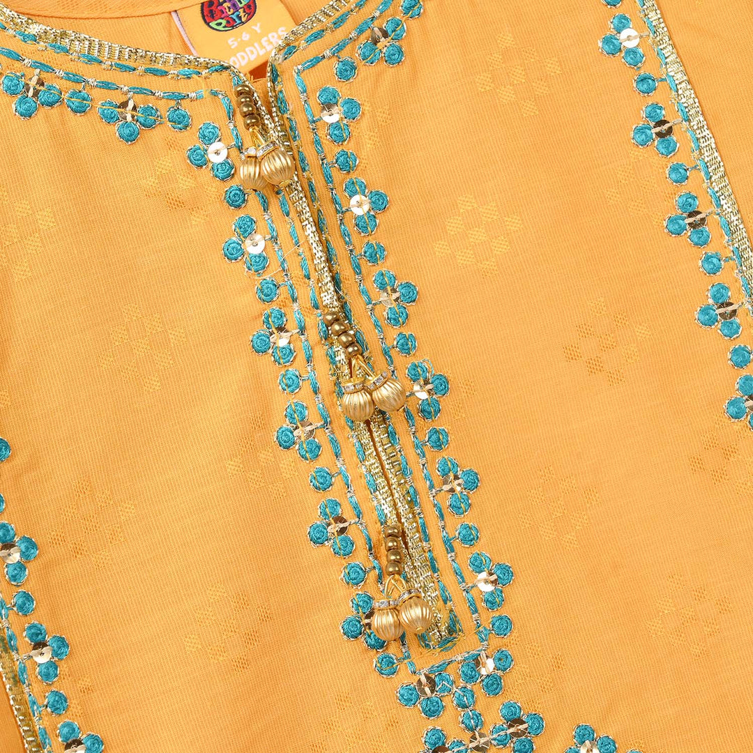 Girls Jacquard 3Pcs (Ishq) - Yellow