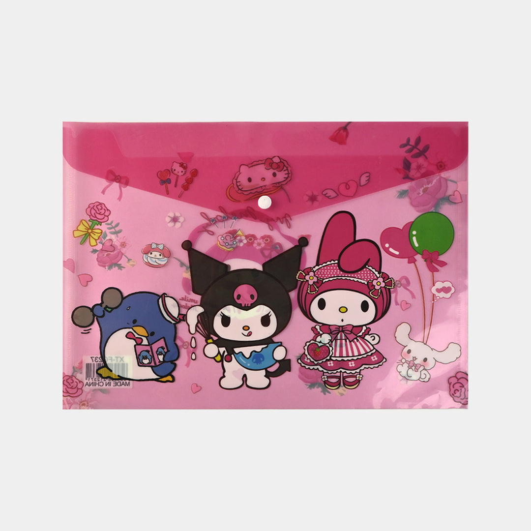 Clear Bag Button File Plastic Folder