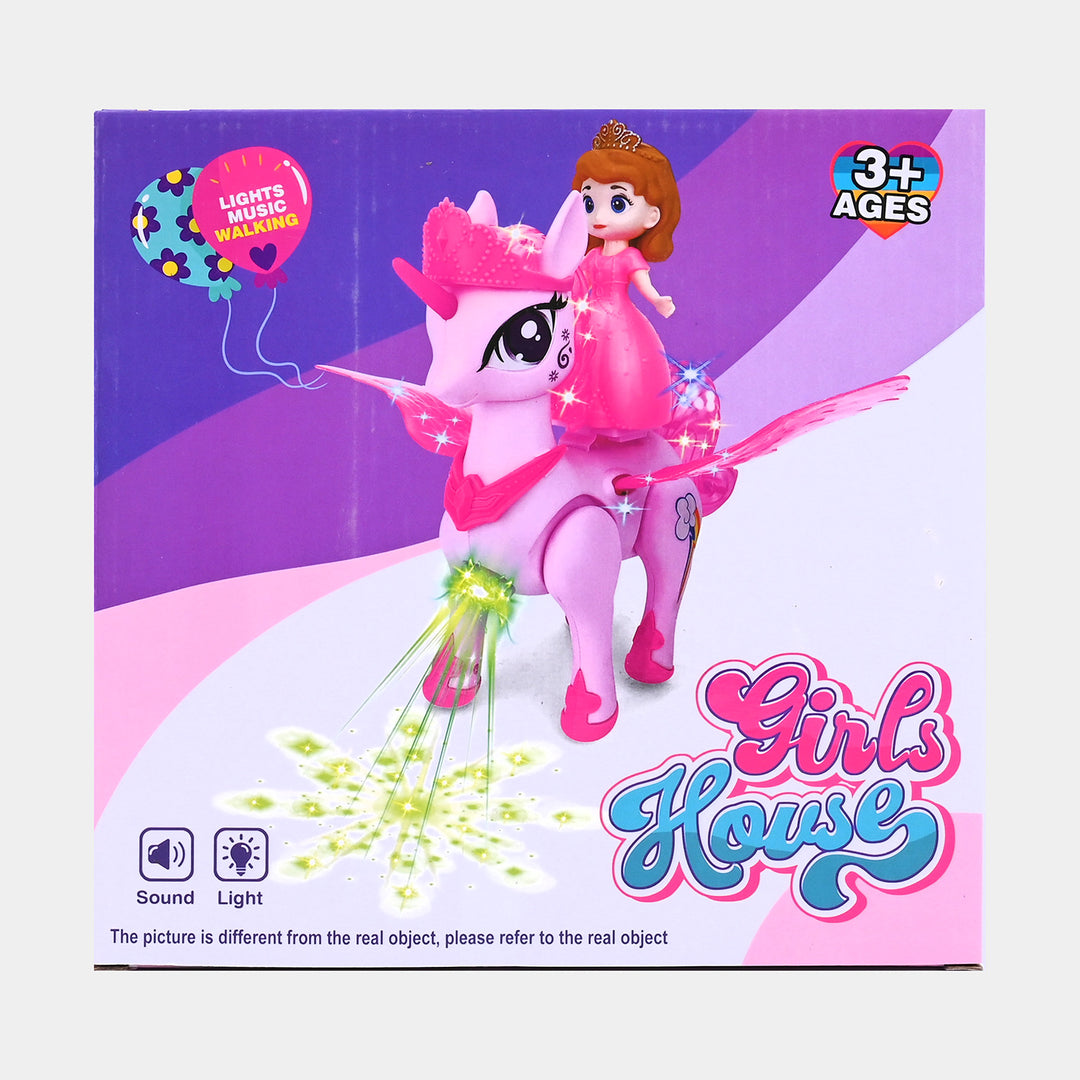 Cute Princess on Walking Pony with Light and Music