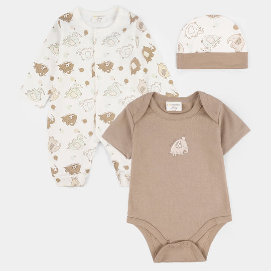 Infant Boys Jersey/Terry 3Pc Gift Set 287-013-Brown.White