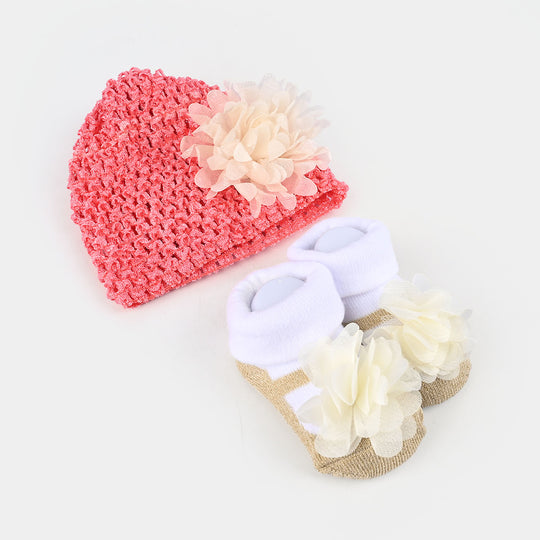 Baby Cap with Booties 0-6M