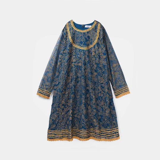 Teens Girls Chiffon 3Pcs (Zarmeena) - Teal Green