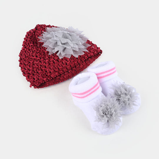 Baby Cap with Booties 0-6M