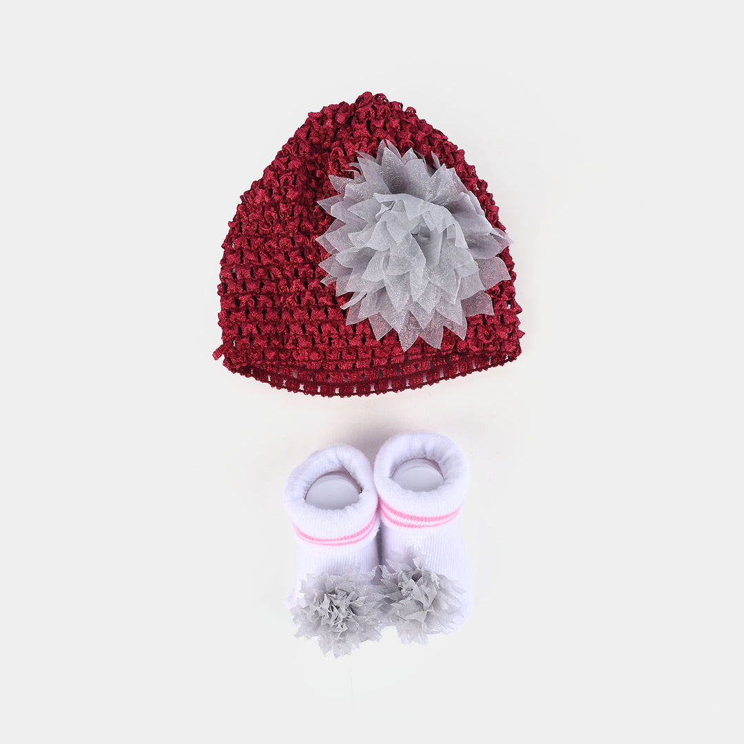 Baby Cap with Booties 0-6M