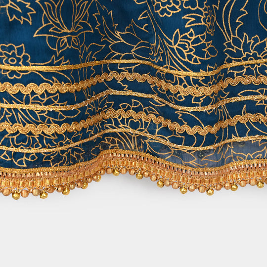 Teens Girls Chiffon 3Pcs (Zarmeena) - Teal Green