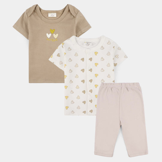 Infant Girls Jersey/Terry 3Pc Gift Set 287-078 E-C-WHITE