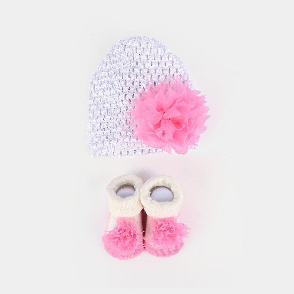 Baby Cap with Booties 0-6M