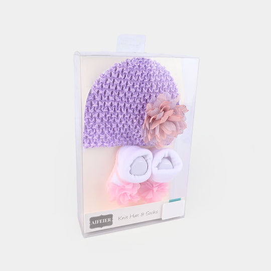 Baby Cap with Booties 0-6M