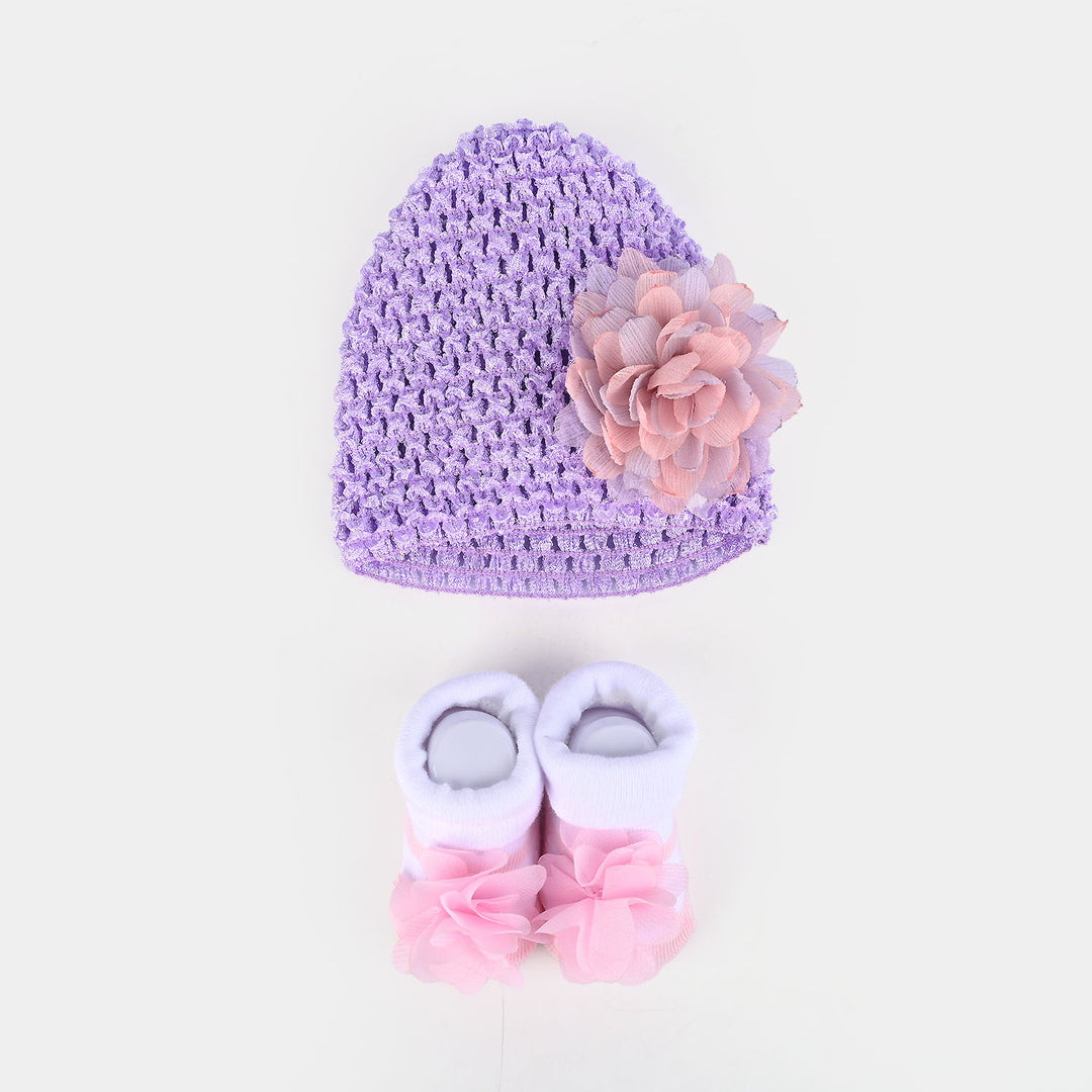 Baby Cap with Booties 0-6M