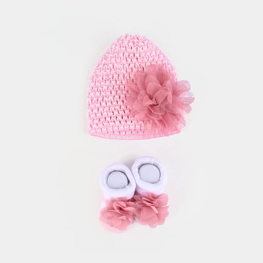 Baby Cap with Booties 0-6M