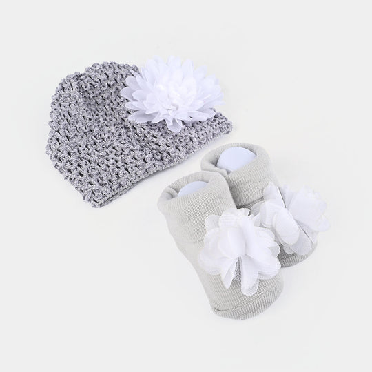 Baby Cap with Booties 0-6M