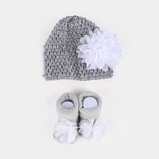 Baby Cap with Booties 0-6M