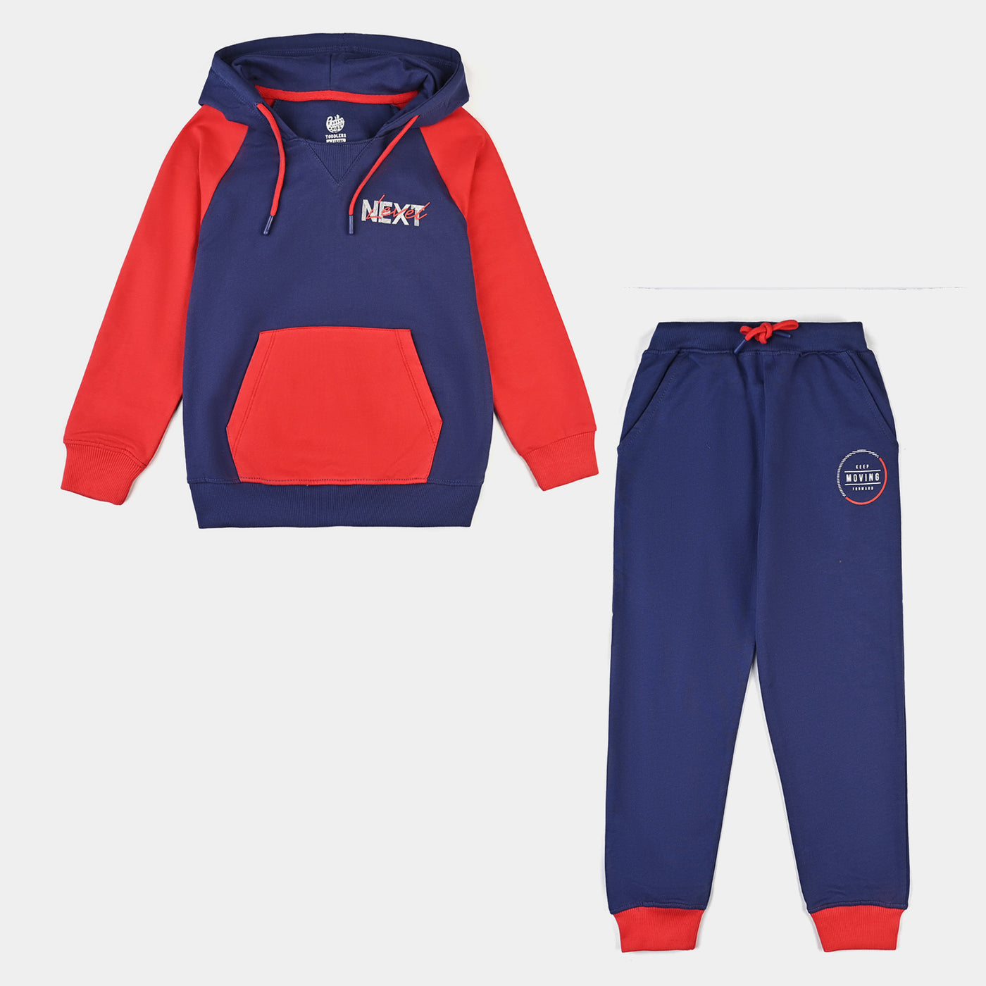 Boys Cotton Terry 2 Piece Suit Next Level-Navy/Red