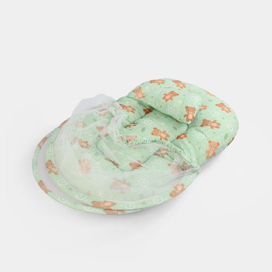 Infant Umbrella Bed (With Mosquito Net) - White/Green