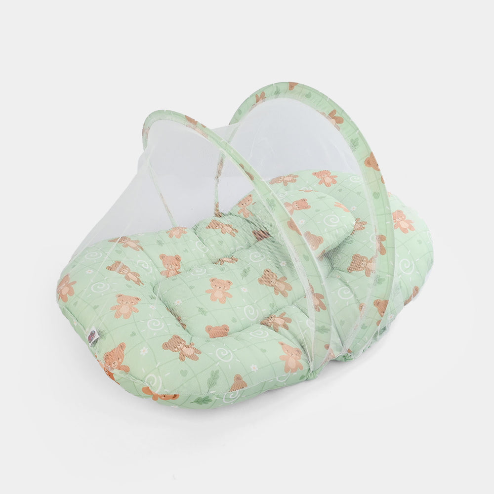 Infant Umbrella Bed (With Mosquito Net) - White/Green