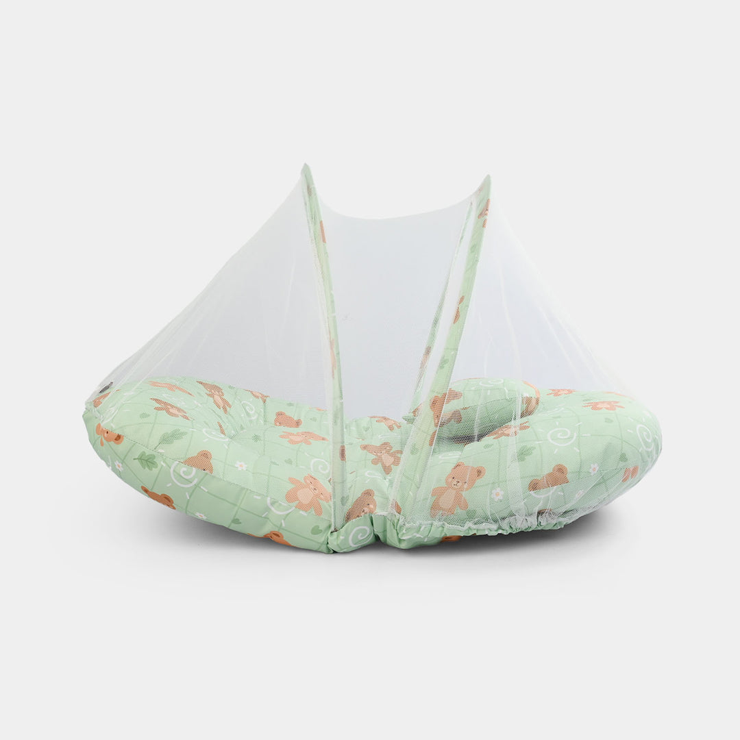 Infant Umbrella Bed (With Mosquito Net) - White/Green