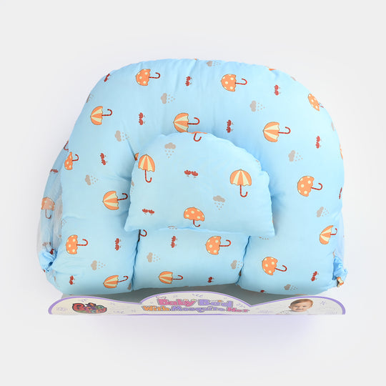 Infant Umbrella Bed (With Mosquito Net) - White/Blue