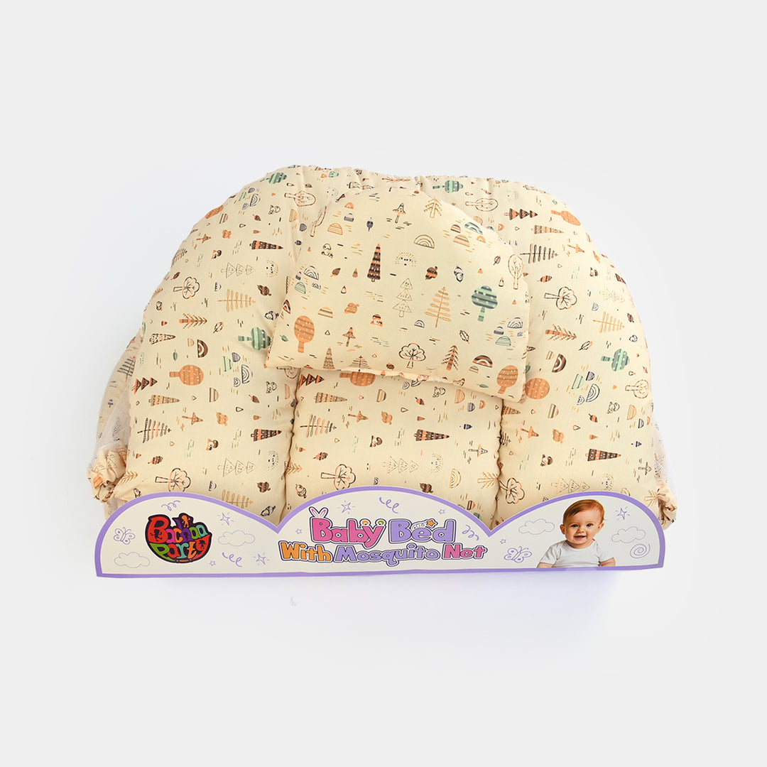 Infant Umbrella Bed (With Mosquito Net) - White/Yellow