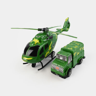 Pullback Helicopter & Vehicle Toy For Kids