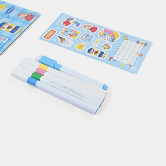 Kids Colouring Flash Activity Pack with Markers & Stickers