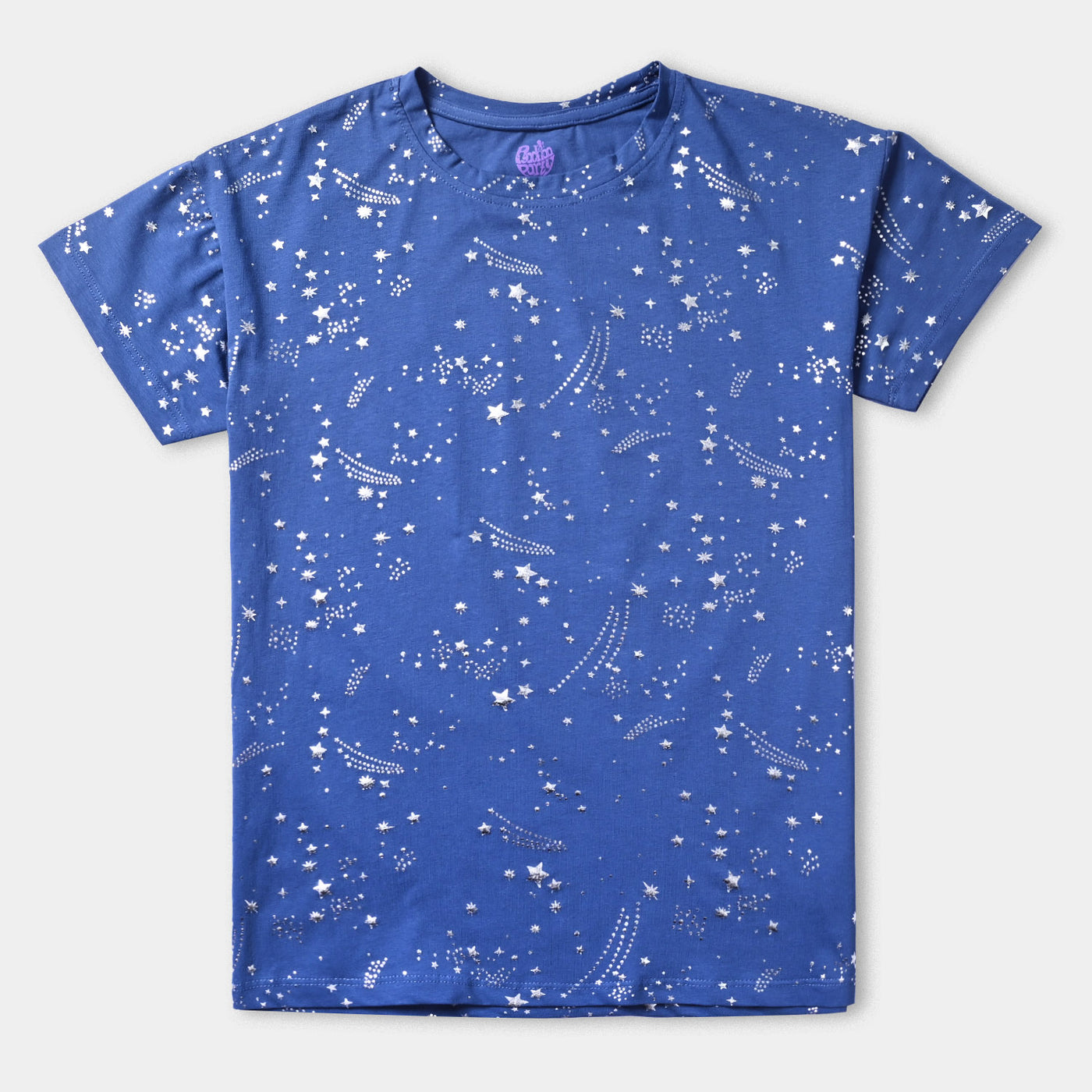 Girls Cotton Jersey T-Shirt H/S Stars-True Navy