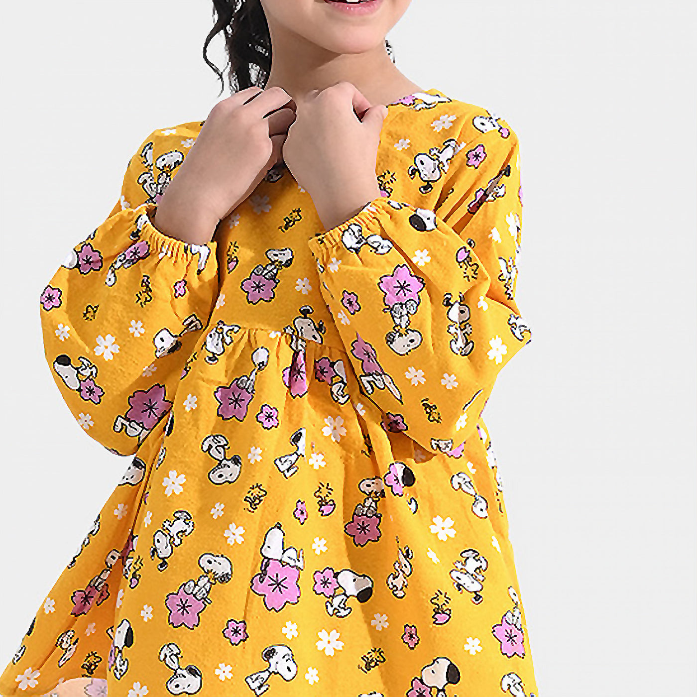 Girls Flannel Co-ord Set Snoopy Flower-Citrus