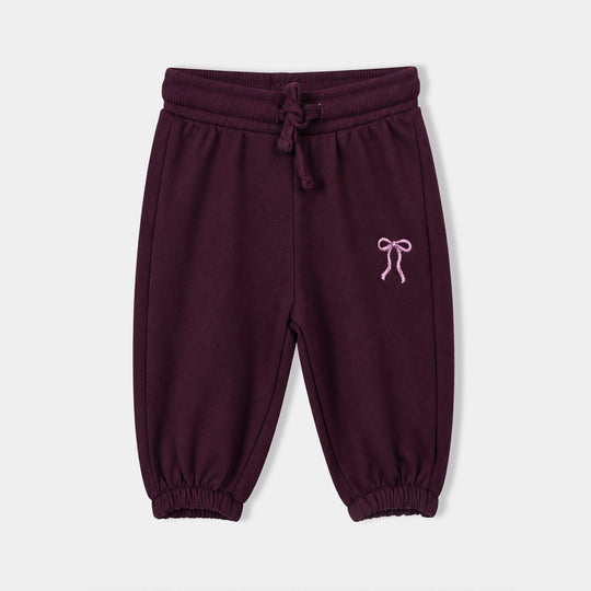 Infant Girls Cotton Terry Pyjama Bow-Purple