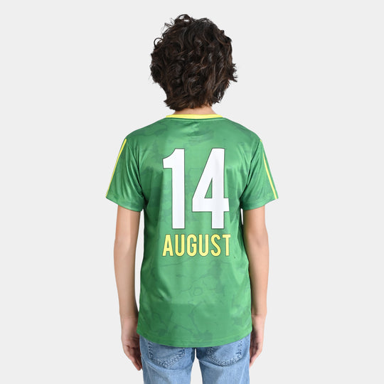 Boys Poly Cotton Jersey T-Shirt H/S Pakistan Zindabad-Fern Green