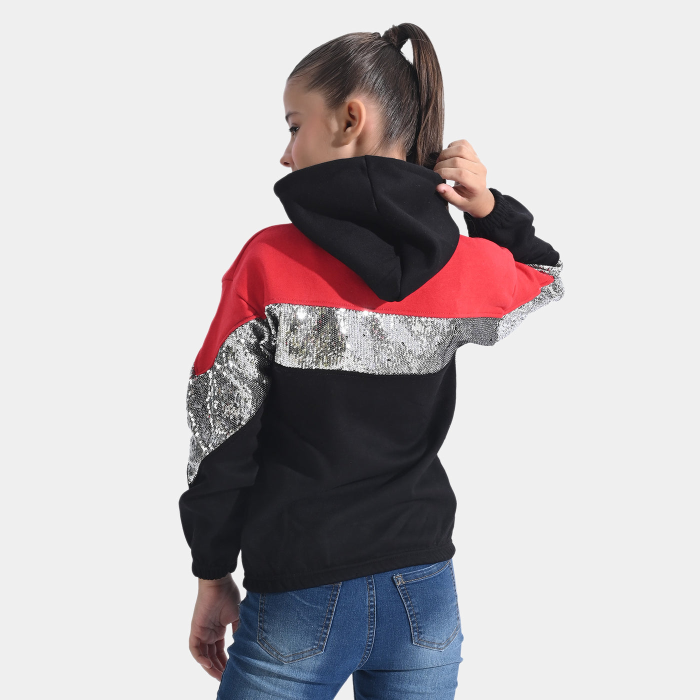 Girls Fleece Knitted Jacket Wonder Girls-Red/Black