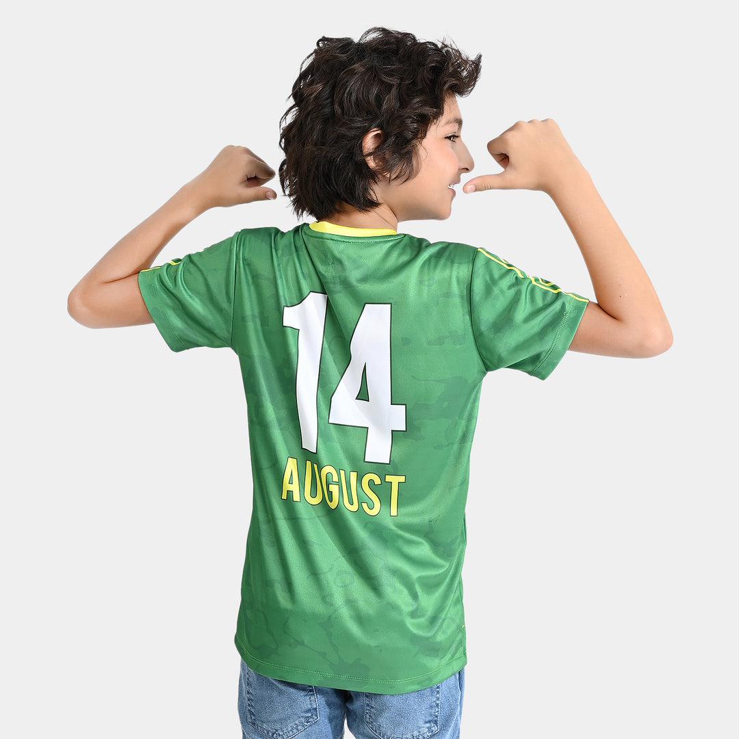 Boys Poly Cotton Jersey T-Shirt H/S Pakistan Zindabad-Fern Green