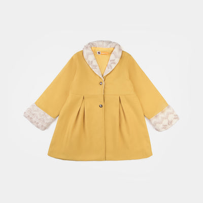 Girls Woven Trench Coat-Yellow