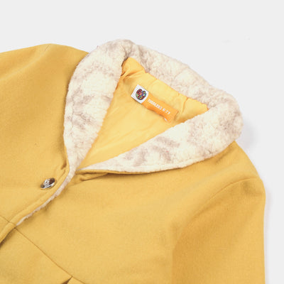 Girls Woven Trench Coat-Yellow