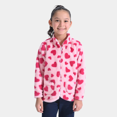 Girls Sherpa Jacket Hearts-Pink