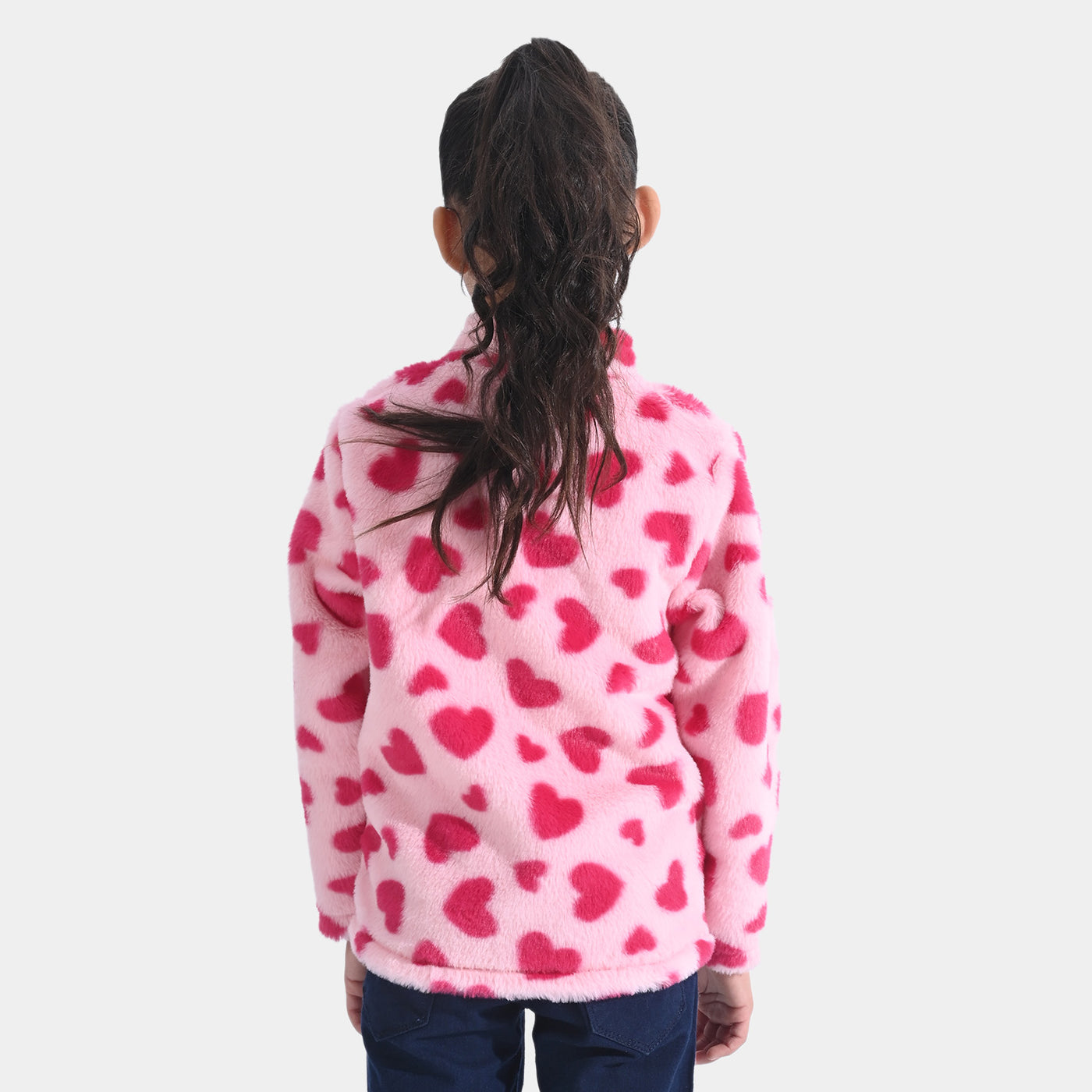 Girls Sherpa Jacket Hearts-Pink