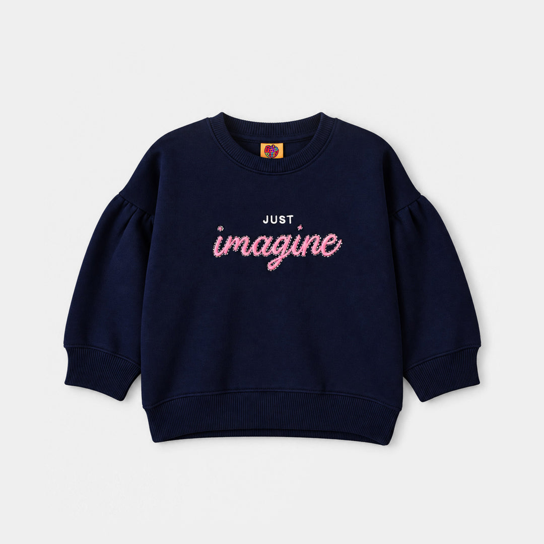 Girls Fleece Sweatshirt Just Imagine-NAVY