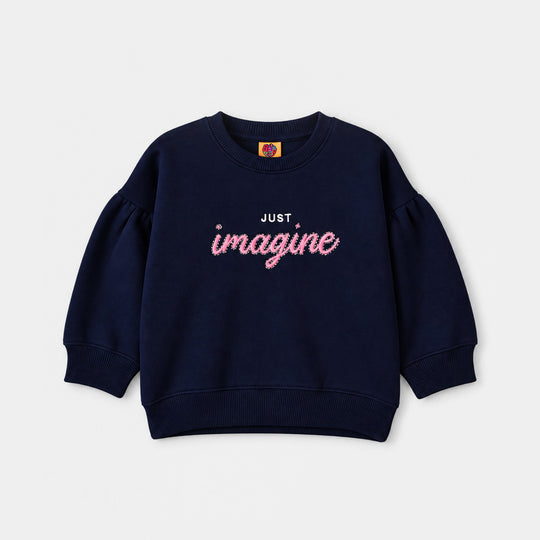 Girls Fleece Sweatshirt Just Imagine-NAVY
