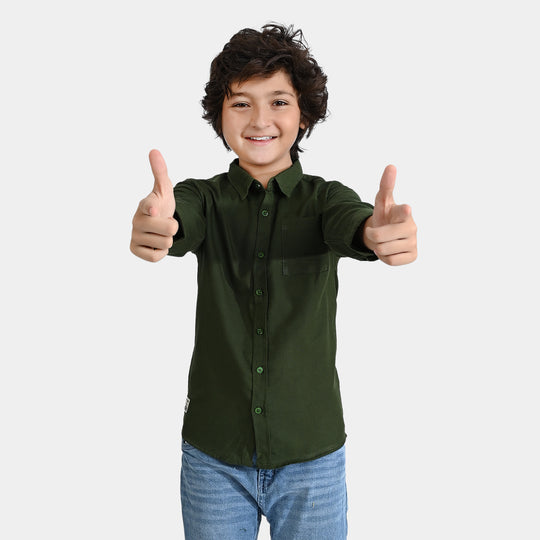 Boys Cotton Casual Shirt F/S Hero-Green