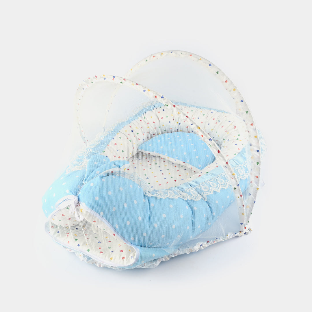 Baby Snuggle Bed Set 9pcs Polka Dot | Sky Blue