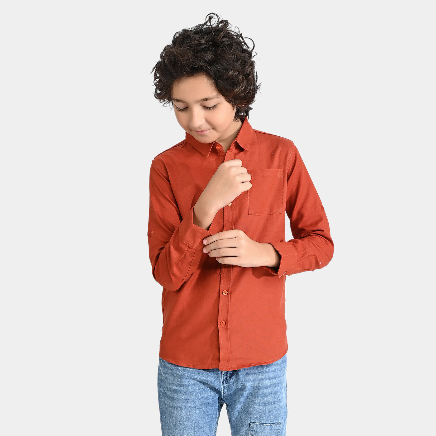 Boys Cotton Casual Shirt F/S Hero-Red