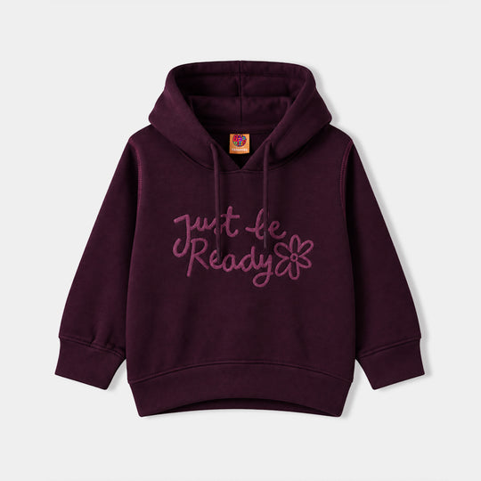 Girls Fleece Pullover Just Be Ready-Purple