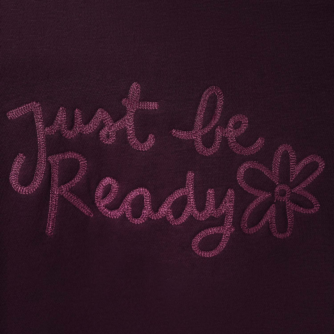 Girls Fleece Pullover Just Be Ready-Purple