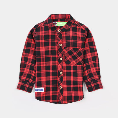 Infant Boys Flannel Basic Casual Shirt (Handsome)-Red