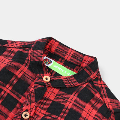 Infant Boys Flannel Basic Casual Shirt (Handsome)-Red